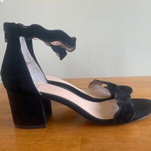 INC Hadwin Suede Open Toe Heels Zip up Back with Ankle Strap Sz 8